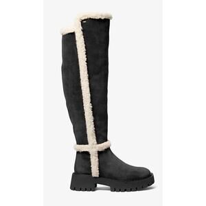Michael Kors Asher Suede and Faux Shearling Boot Black Sz 8 NEW READ